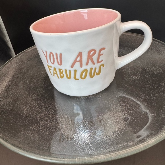 Prima Design “You Are Fabulous”  White Pink Rose Interior Coffee Tea Cocoa Mug - Picture 1 of 5